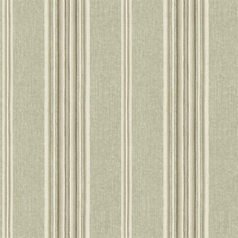 Calvados Moss Green Linen Stripe Wallpaper