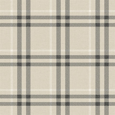 Calverlay Plaid Linen & Ebony Peel and Stick Wallpaper