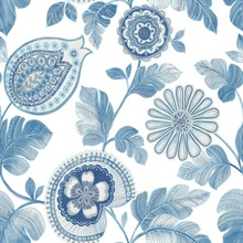 Calypso Boho Floral Aqua Blue Wallpaper