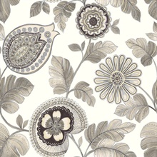 Calypso Boho Floral Grey Wallpaper
