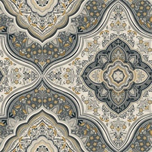 Cambridge Gold and Silver Damask Medallion Wallpaper