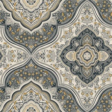 Cambridge Gold and Silver Damask Medallion Wallpaper