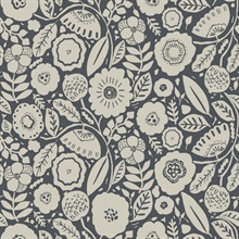 Camille Blossom Charcoal Tropical Floral Wallpaper