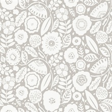 Camille Blossom Grey Tropical Floral Wallpaper