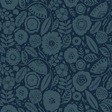 Camille Blossom Indigo Tropical Floral Wallpaper