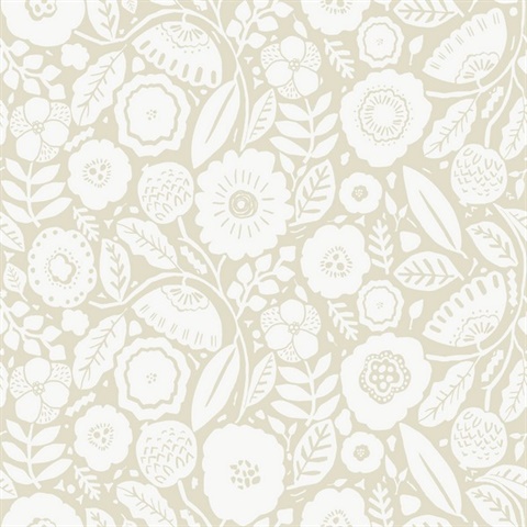 Camille Blossom Linen Tropical Floral Wallpaper