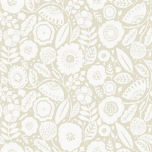 Camille Blossom Linen Tropical Floral Wallpaper