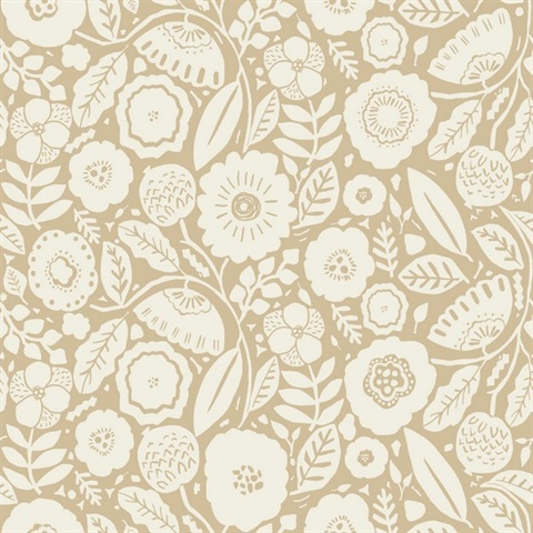 Camille Blossom Ochre Tropical Floral Wallpaper