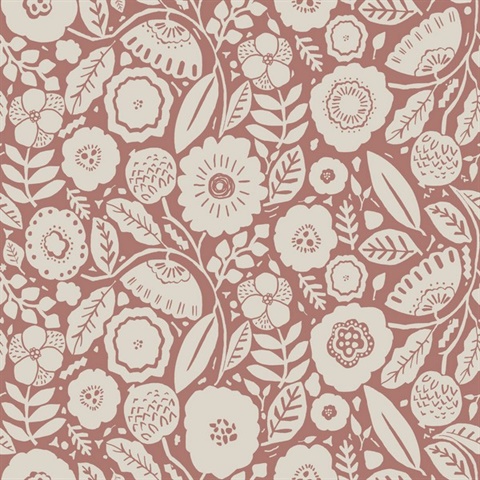 Camille Blossom Vintage Rose Tropical Floral Wallpaper