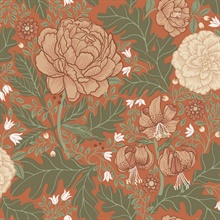 Camille Red Peony &amp; Lily Wallpaper