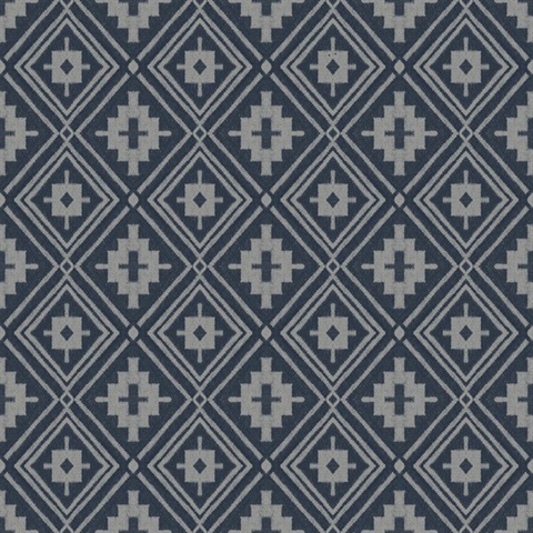 Camp Blanket Dark Blue Southwest Wool Wallpaper