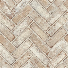 Canelle Rust Brick Herringbone Wallpaper