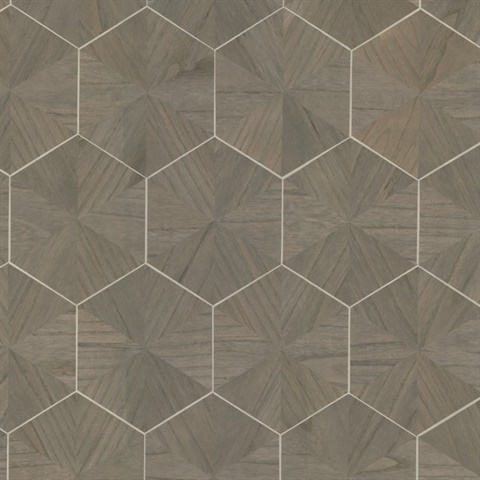 Hexagram Wood Veneer Caper Wallpaper