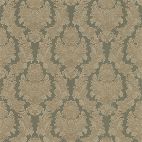 Capulet Green Silk Damask