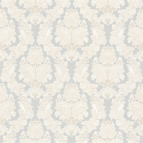 Capulet Light Grey Silk Damask