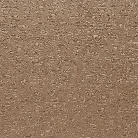 Carlotta Copper Textured Scroll Wallpaper