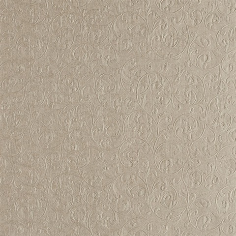 Carlotta Light Brown Textured Scroll Wallpaper