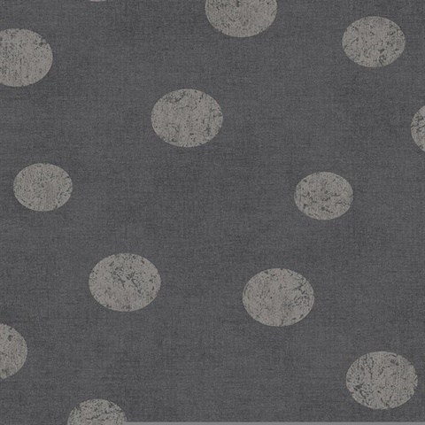 Caro Charcoal Polka Dots Wallpaper