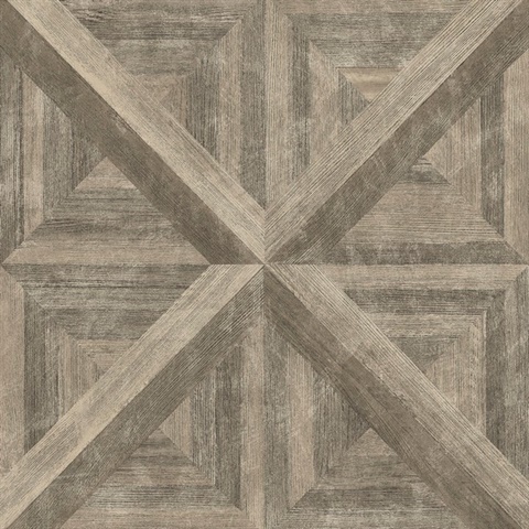 Carriage House Brown Geometric Wood Wallpaper