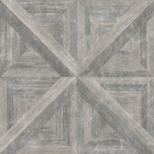 Carriage House Taupe Geometric Wood Wallpaper