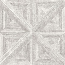 Carriage House White Geometric Wood Wallpaper