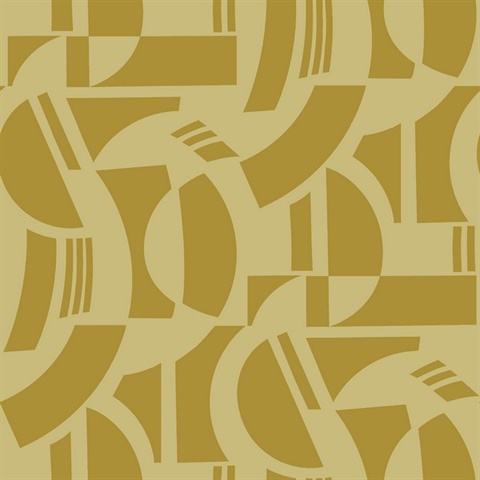 Carter Gold Geometric Flock Textured Felt Wallpaper