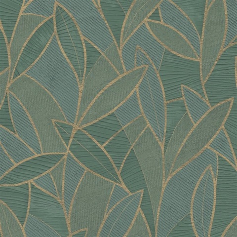 Carved Leaf Dark Moss Wallpaper