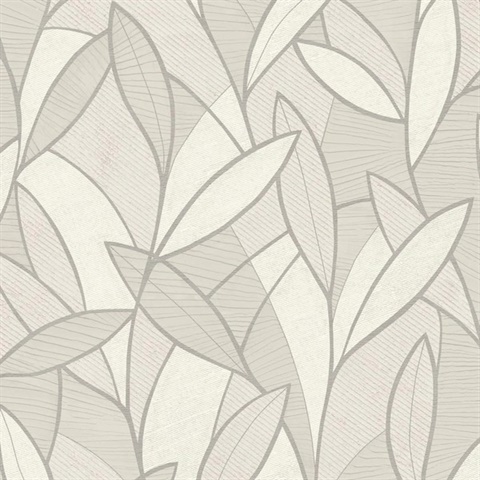 Carved Leaf White Wallpaper