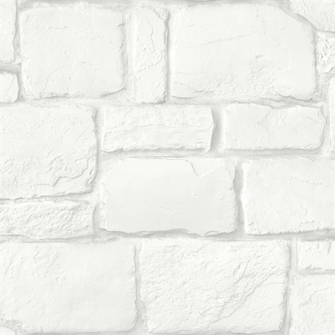Casablanca White Faux Stone Brick Wallpaper
