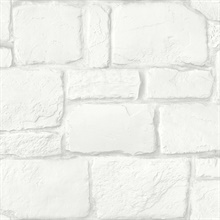 Casablanca White Faux Stone Brick Wallpaper
