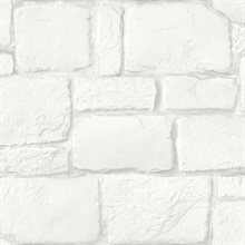 Casablanca White Faux Stone Brick Wallpaper