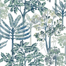Cascade Early Sky Moss Leaf Wallpaper