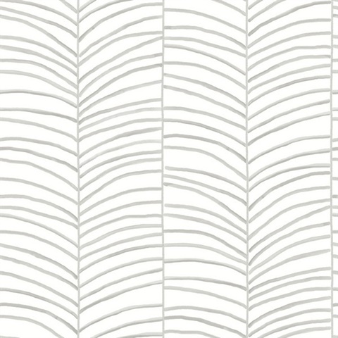 Cascade Palm Chevron Fog Mediterranean Modern Palm Leaf Wallpaper