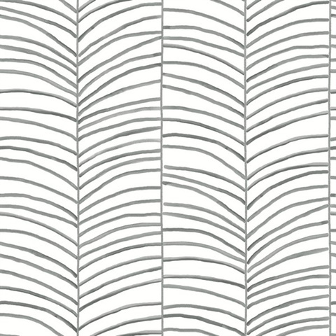 Cascade Palm Chevron Onyx Mediterranean Modern Palm Leaf Wallpaper