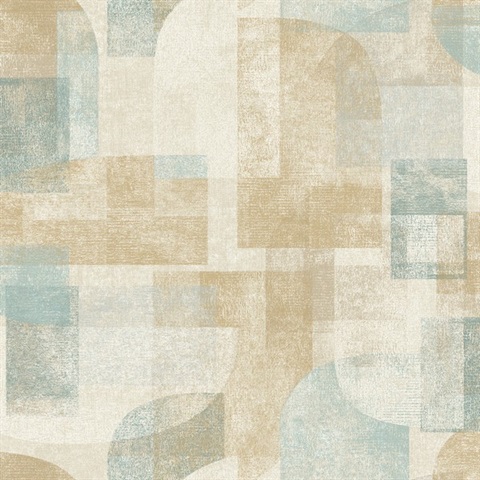 Cassandra Teal Block Geometric Wallpaper