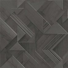 Cassian Black Faux Wood Geo Wallpaper