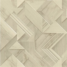 Cassian Taupe Faux Wood Geo Wallpaper