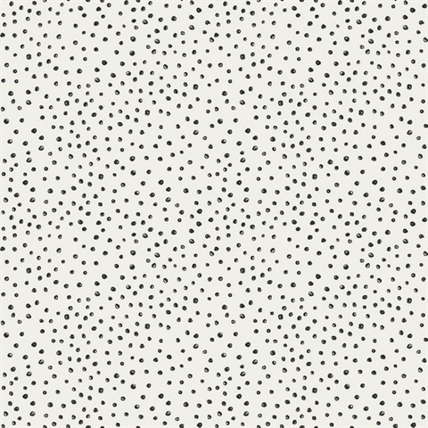 Cassie Black & White Petite Polka Dots Wallpaper