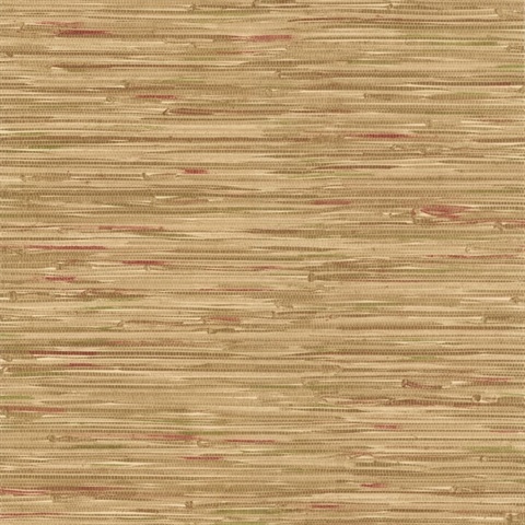 Cate Brown & Red Vinyl Faux Grasscloth Wallpaper