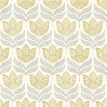 Cathal Mustard Tulip Block Print Wallpaper