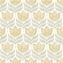 Cathal Mustard Tulip Block Print Wallpaper