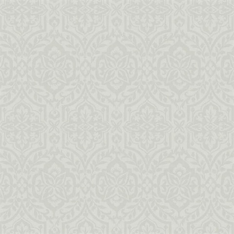 Cathedral Grey Damask Wallpaper