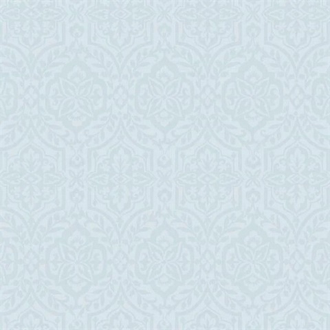 Cathedral Water Blue Damask Wallpaper