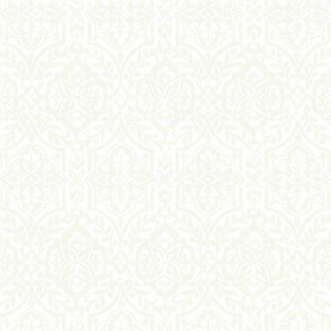 Cathedral White Damask Wallpaper