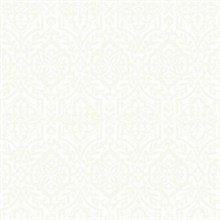 Cathedral White Damask Wallpaper