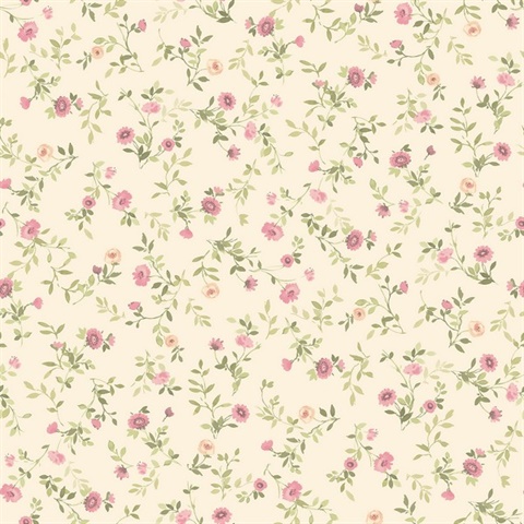Catlett Pink Floral Toss Wallpaper