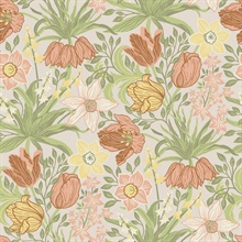 Cecilia Chartreuse Tulip and Daffodil Wallpaper