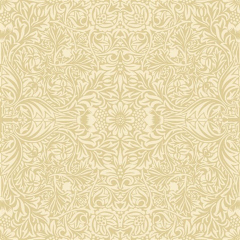 Ceiling Yellow Intricate Floral Wallpaper