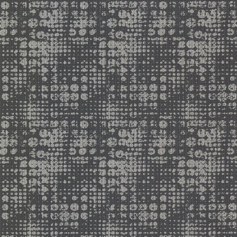 Celeste Silver Circle Grid Metallic Wallpaper