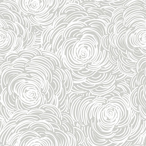 Celestial Grey Floral Wallpaper